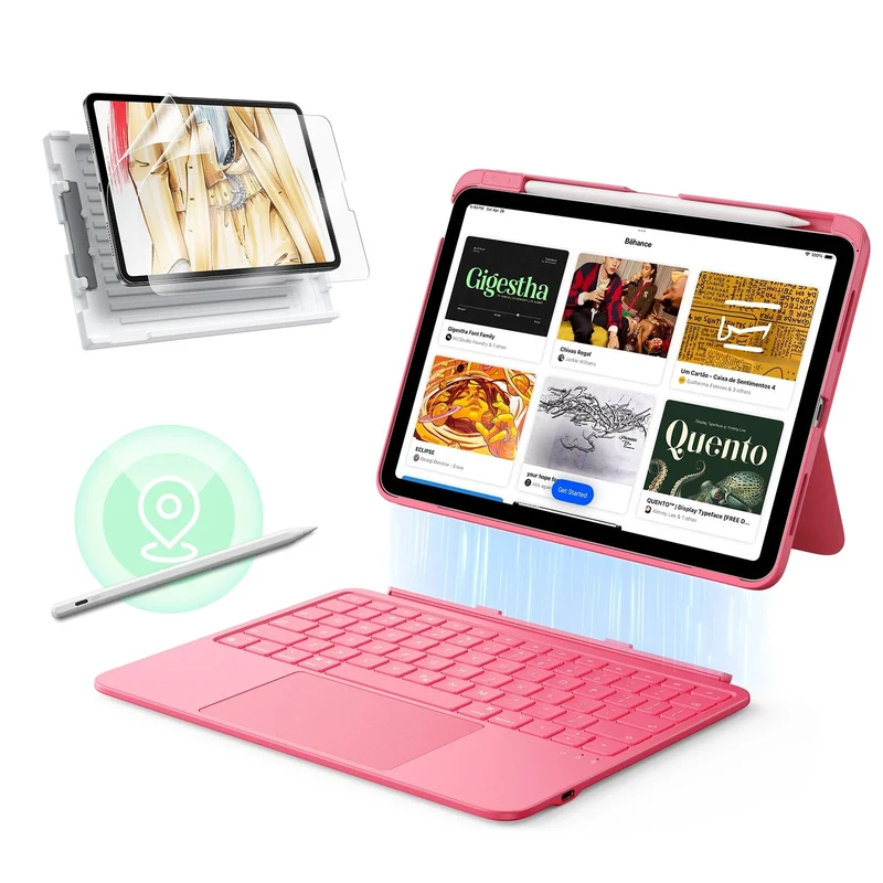 iPad 11" (A16) 2025 Flex Keyboard Case (Detachable) Transformation Bundle - USPink Layout-