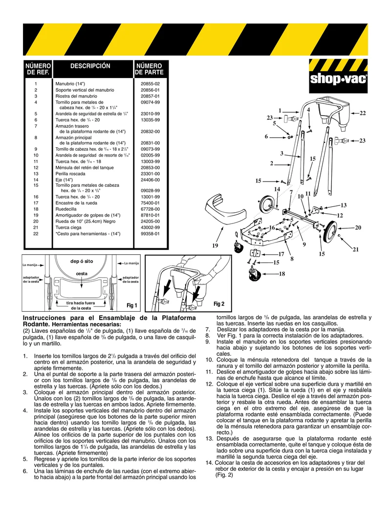 Shop-Vac Parts List for QXL30ATS Models (12 Gallon* Yellow / Black Industrial Vac w/4 wheel dolly)