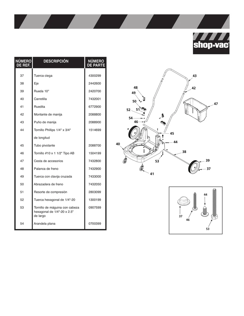 Shop-Vac Parts List for UL2S250 Models (15 Gallon* Stainless Steel Industrial Vac w/ FlipN'Pour® Dolly)