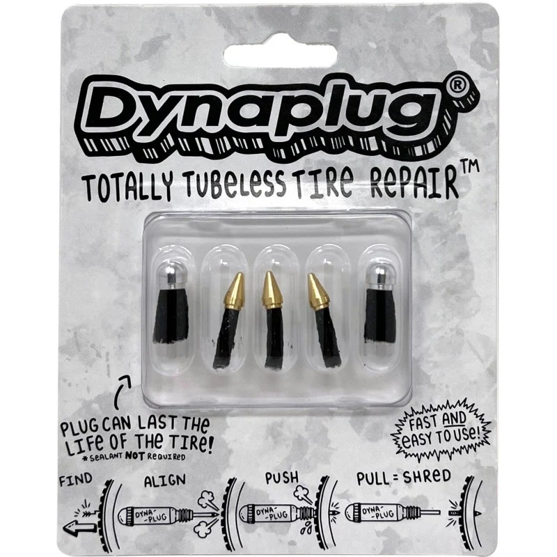 Pack de 5 Mêches de Réparation Tubeless Dynaplug Soft Nose & Mega Plugs