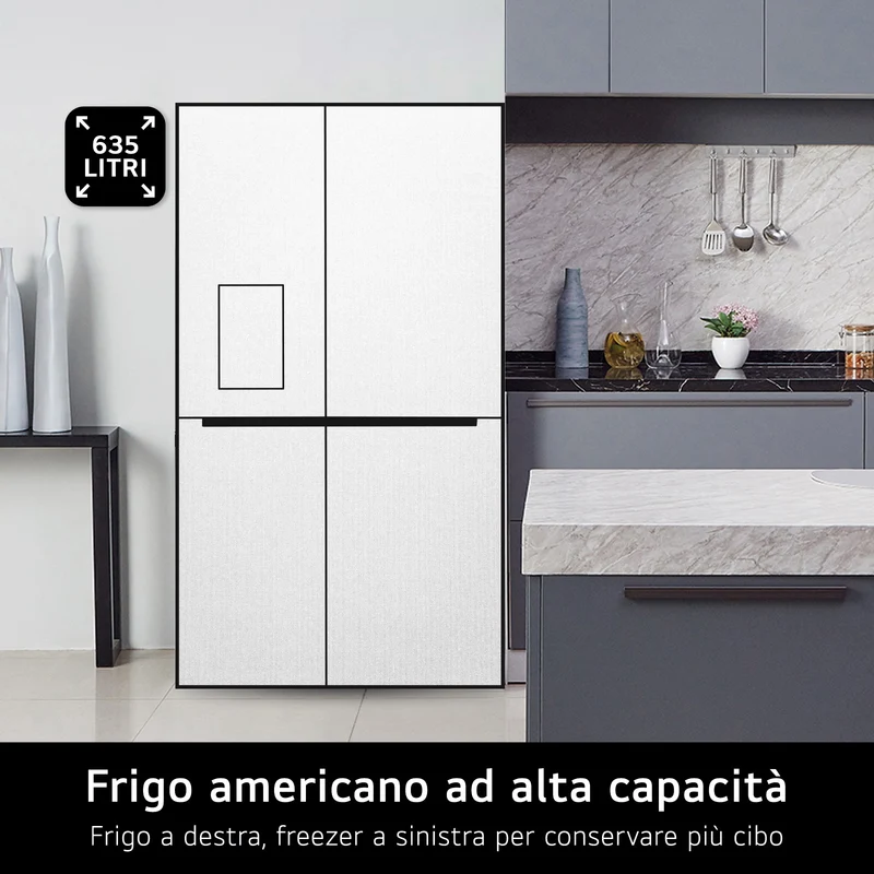 Frigorifero Side-by-Side Libera Installazione LG GSBC40PYPE 664L Classe E Prime Silver