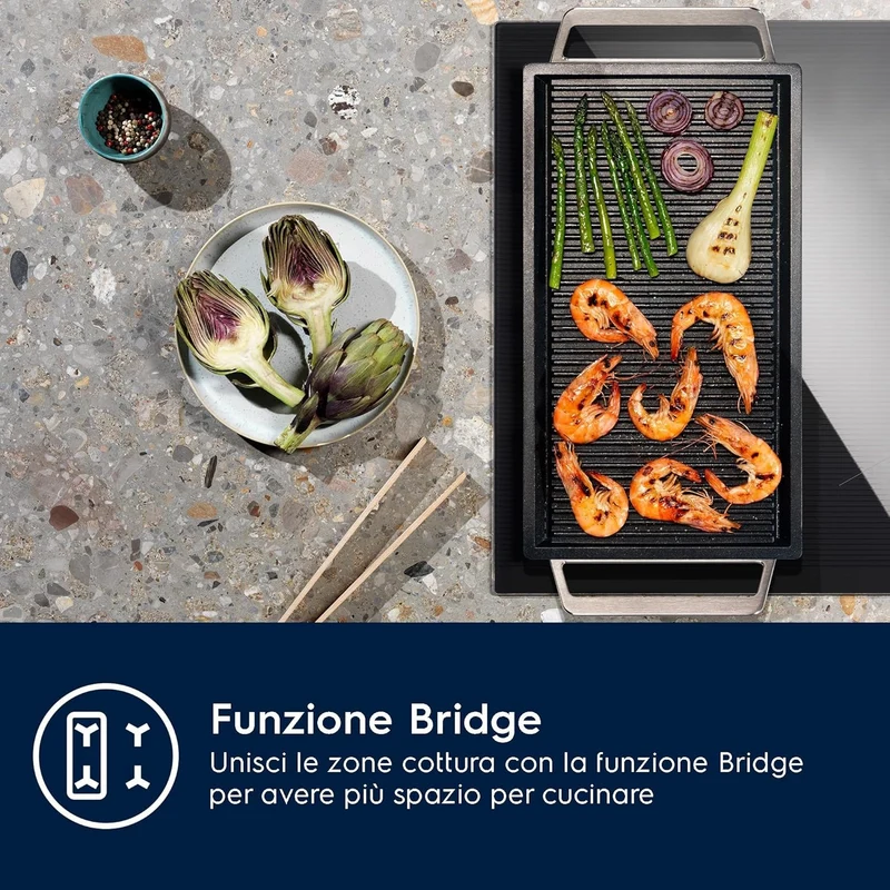 Piano Cottura a Induzione Da Incasso Electrolux Serie 600 Bridge LIL83443 Nero 80 cm 4 Zone