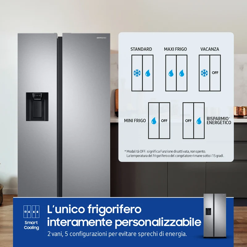 Frigorifero Side-by-Side Libera Installazione Samsung Serie 8000 RS68A854CSL 635L Classe C Inox