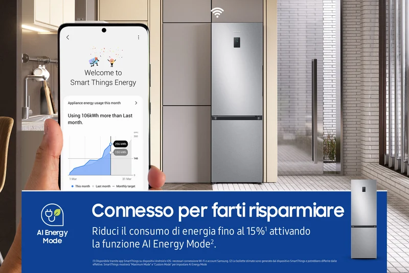 Frigorifero Combinato Libera Installazione Samsung EcoFlex AI RB34C672DSA 344L Classe D