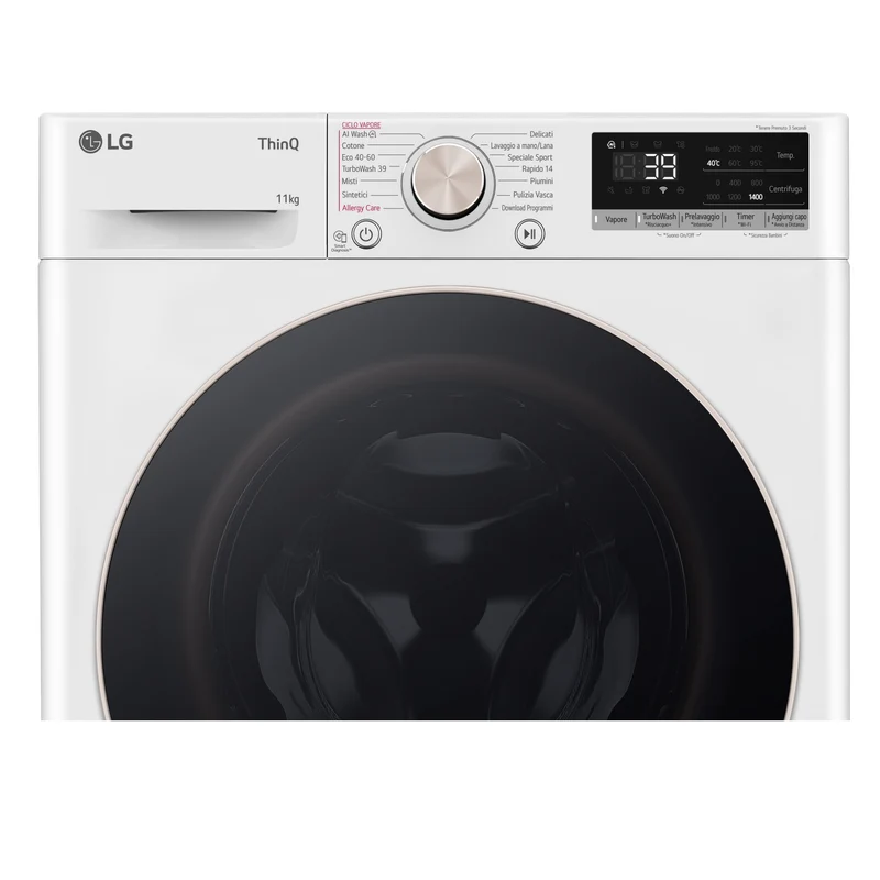 Lavatrice a Vapore Libera Installazione Caricamento Frontale LG F4R7011TSWG 11kg Classe A 1400 giri Bianco
