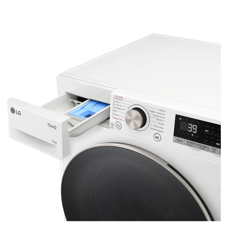 Lavatrice a Vapore Libera Installazione Caricamento Frontale LG F4R7011TSWG 11kg Classe A 1400 giri Bianco