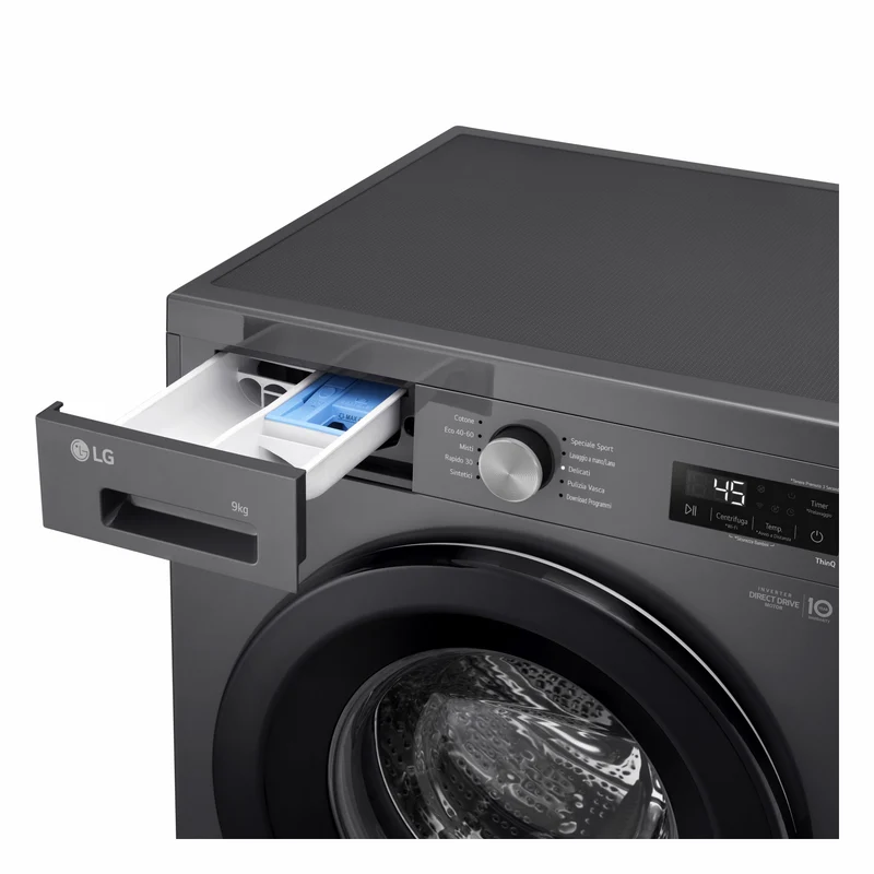 Lavatrice Smart Libera Installazione Caricamento Frontale LG F4NX1009NMB 9kg Classe A 1400 giri Black