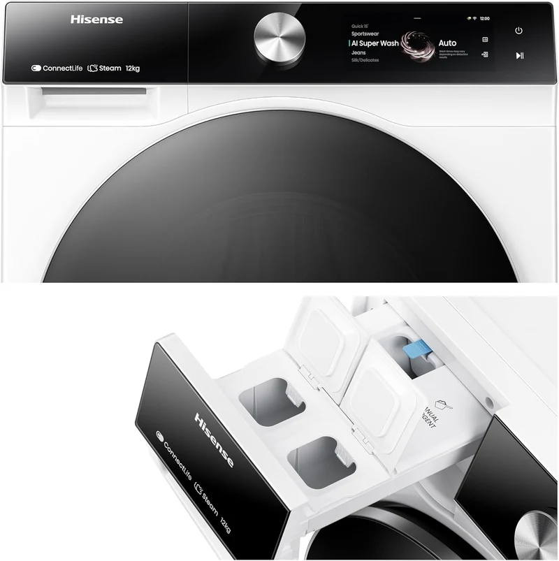 Lavatrice Libera Installazione Caricamento Frontale Hisense WF7S1247BW 12 kg 1400 Giri/min Bianco Classe A