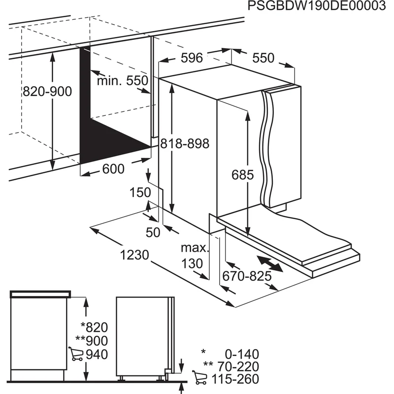Lavastoviglie Da Incasso A Scomparsa Totale Electrolux Serie 600 SatelliteClean EES47311L 13 Coperti Classe D