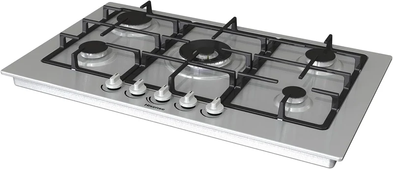 Piano Cottura a Gas Da Incasso Hisense GM973XF 90 cm Inox 5 Zone Griglie In Ghisa