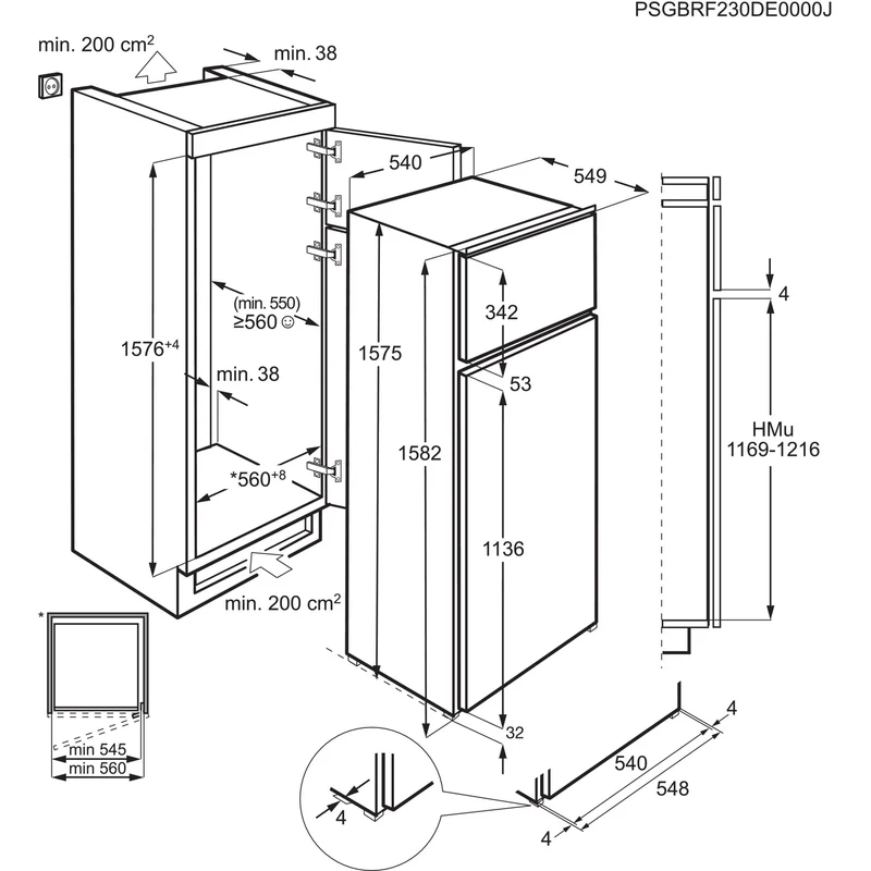 Frigorifero Con Congelatore Da Incasso Electrolux Serie 500 ColdSense ETS5LE16S 249L Classe E