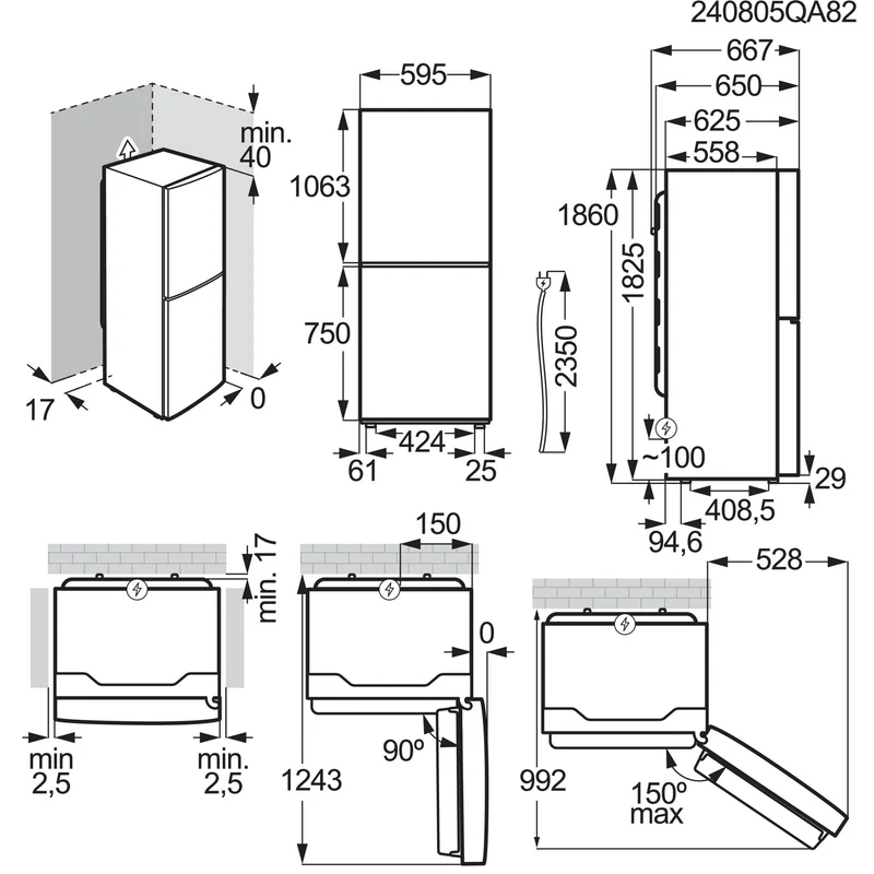 Frigorifero con Congelatore Libera Installazione Electrolux Serie 600 TwinTech® LNT5ME32W1 Total No Frost 186 cm