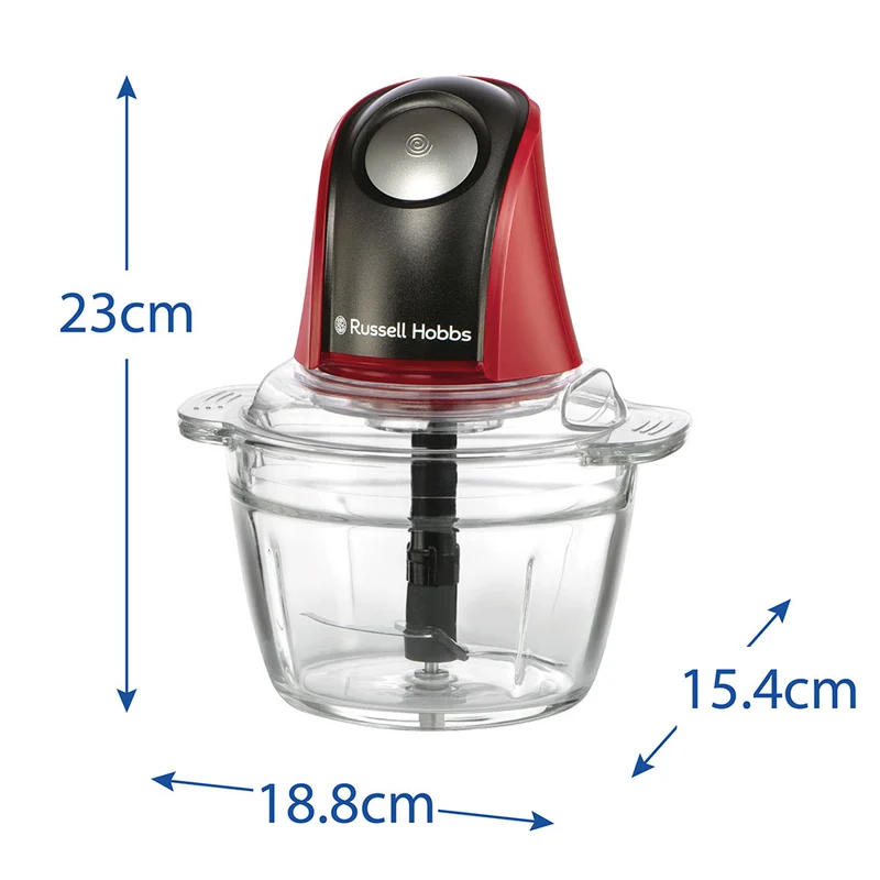 Tritatutto Elettrico Russell Hobbs 27130-56 0,5L 200 W Nero, Rosso, Trasparente