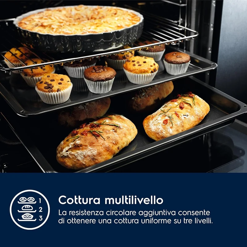Forno Multifunzione Da Incasso Electrolux Serie 300 EOH2H044K 68L 2790W Nero