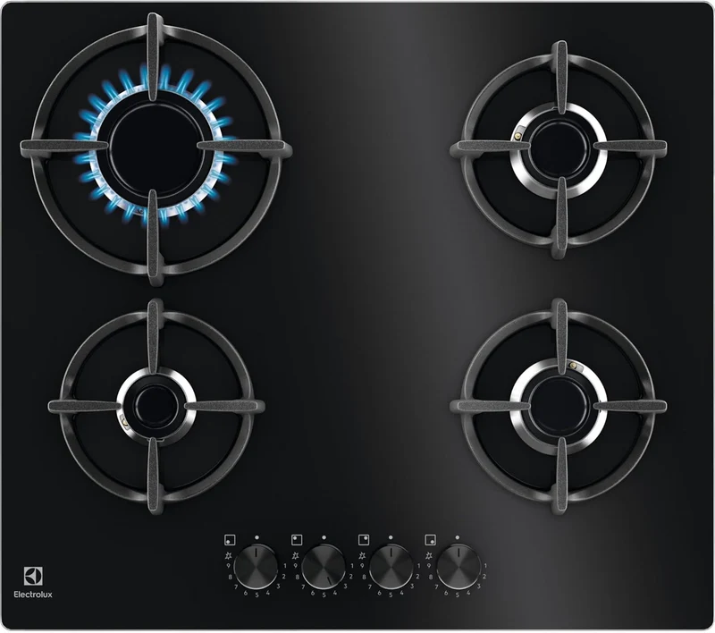 Piano Cottura a Gas Da Incasso Gas on Glass Electrolux EGG64272K Nero 60 cm 4 Fornello(i)