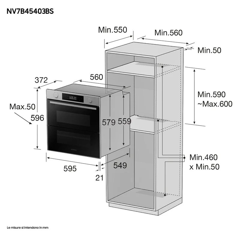 Forno Da Incasso Samsung Dual Cook Flex™ Serie 4 NV7B45403BS 76L Classe A+ Acciaio Inox
