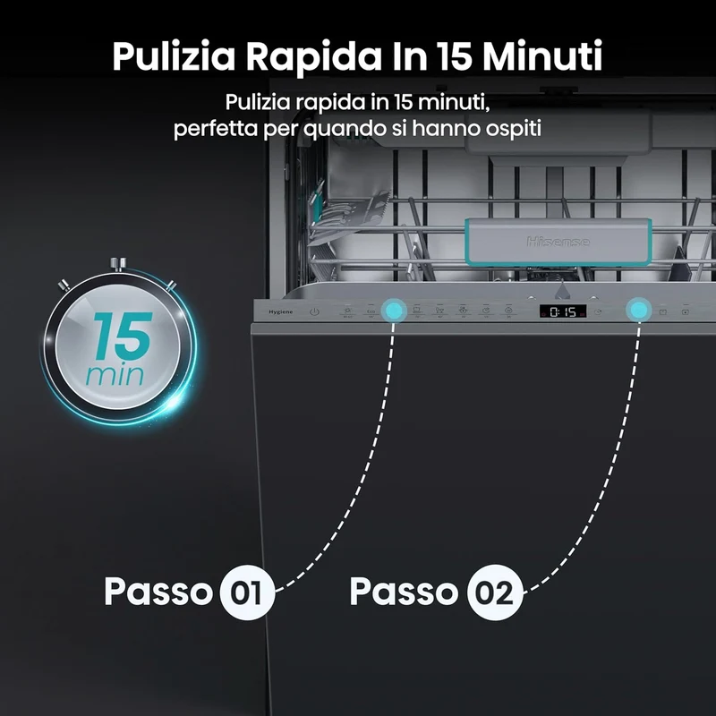 Lavastoviglie Da Incasso a Scomparsa Totale Hisense HV16A 16 coperti Classe A