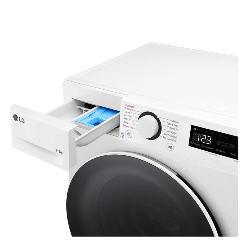 Lavasciuga Libera Installazione Caricamento Frontale LG D2R5S09TSWW Slim 9/5kg AI DD Classe E 1200 giri
