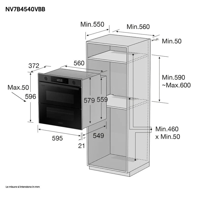 Forno Da Incasso Samsung Dual Cook Flex™ Serie 4 NV7B4540VBB 76L Classe A+ Black Inox