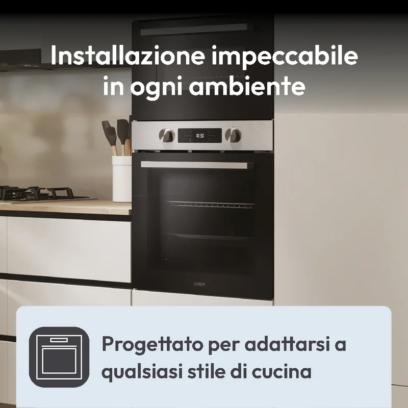 Forno Da Incasso Candy New Moderna CA6 N3B1HTX 78L in Acciaio Inox, Nero