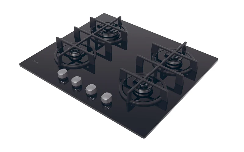 Piano Cottura a Gas Da Incasso Candy Moderna Gas on Glass CVG6B Nero 59 cm 4 Fuochi
