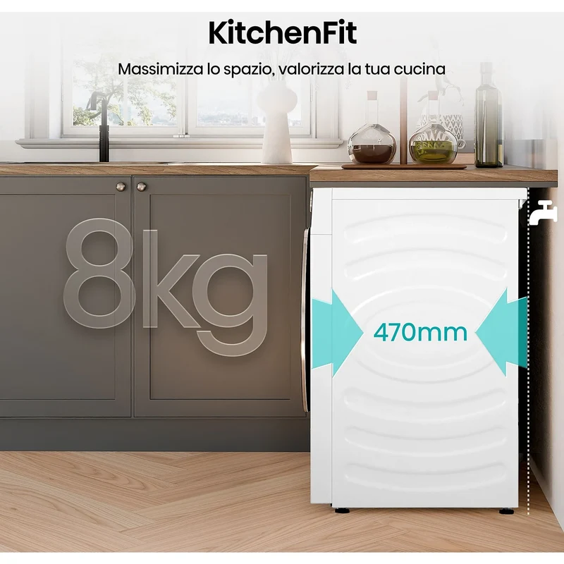 Lavatrice Libera Installazione Caricamento Frontale Hisense WF5I8043BWF 8 kg 1400 Giri/min Bianco Classe A