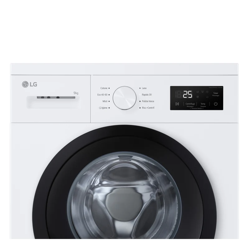 Lavatrice a Vapore Libera Installazione Caricamento Frontale LG F4NA1009NWK 9 kg, 1400 Giri, Classe A