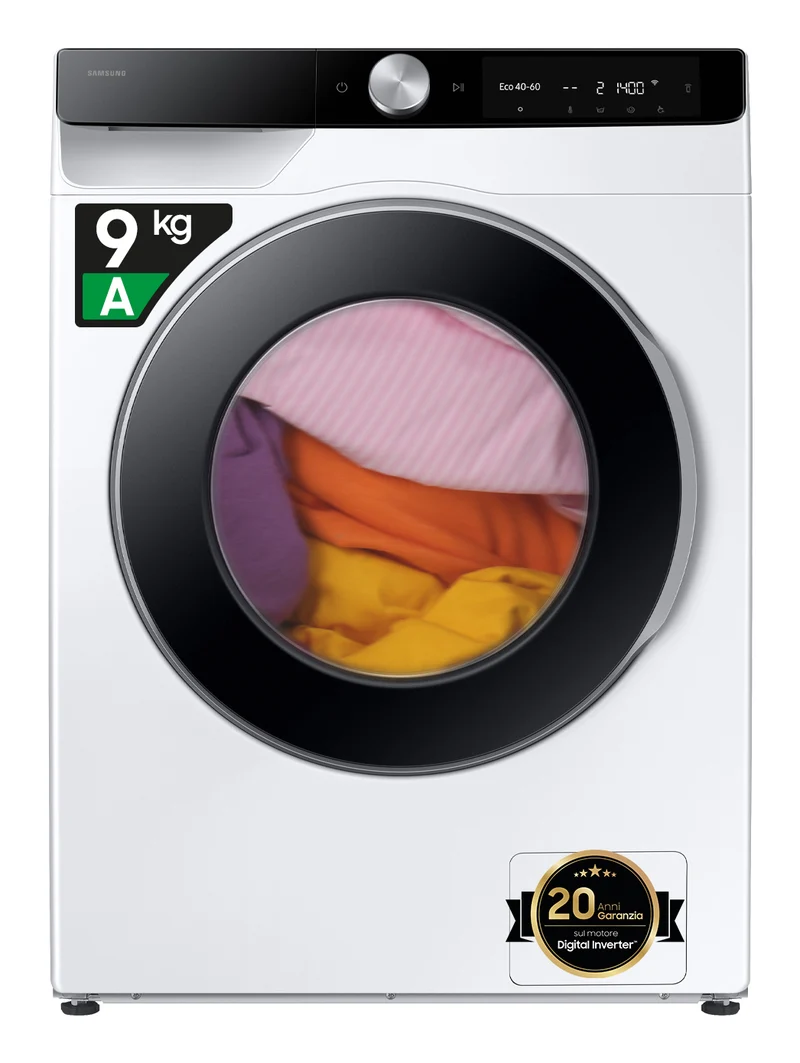 Lavatrice Libera Installazione Caricamento Frontale Samsung AI Control Ecodosatore WW90DG6G94LKU3 9Kg Bianco Classe A
