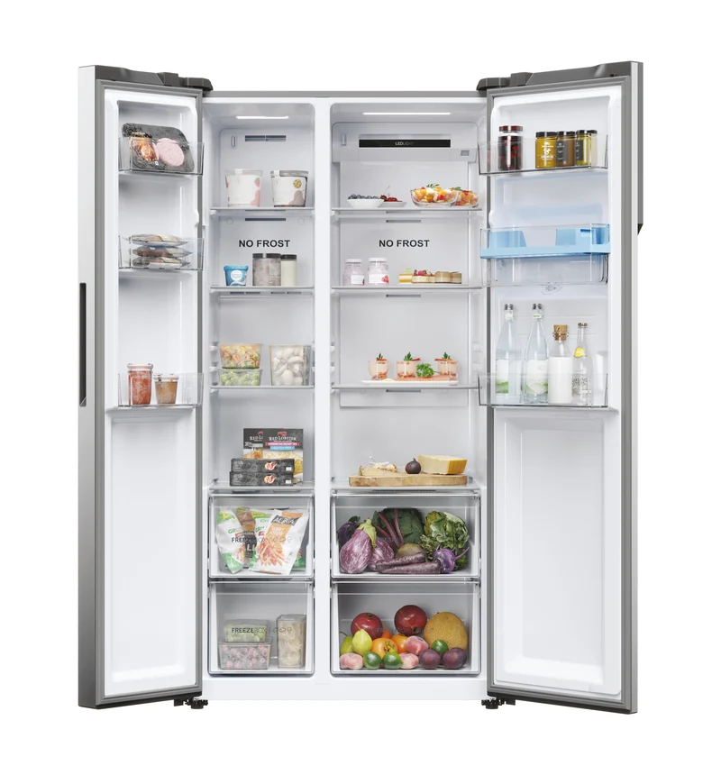 Frigorifero Side-by-Side Libera Installazione Haier SBS 90 Serie 5 HSR5918DWMP 521L Classe D Platino, Acciaio inox