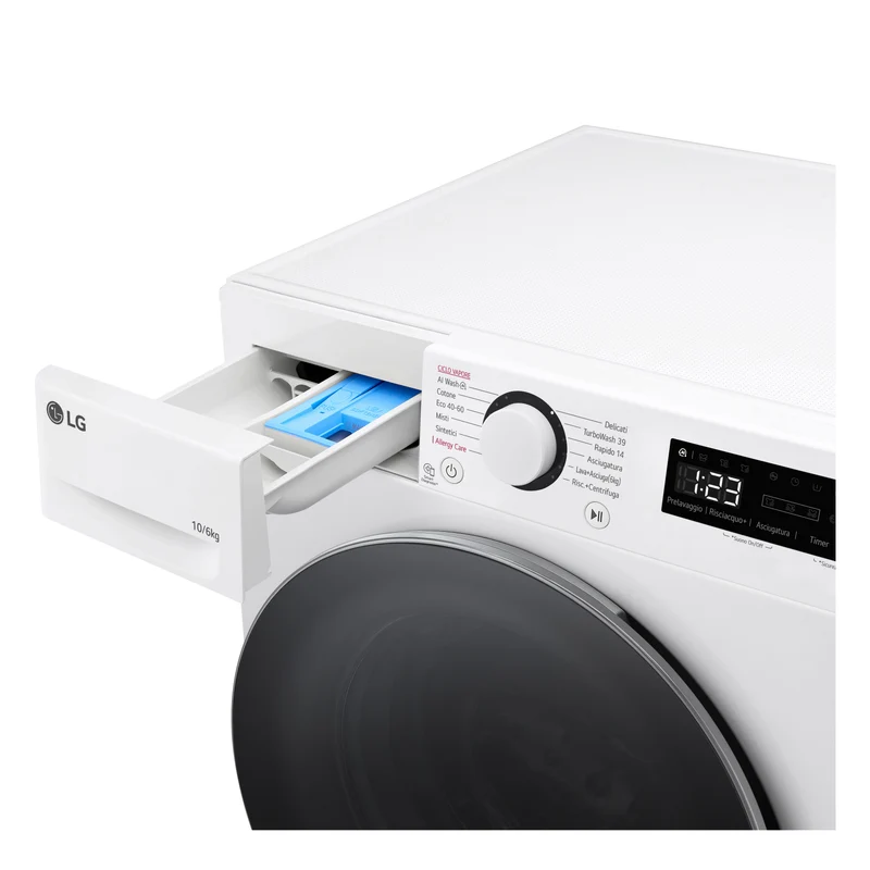 Lavasciuga Libera Installazione Serie R5 LG D4R5010TSWS 10/6kg AI DD Classe D 1400 giri/min Bianca Classe D