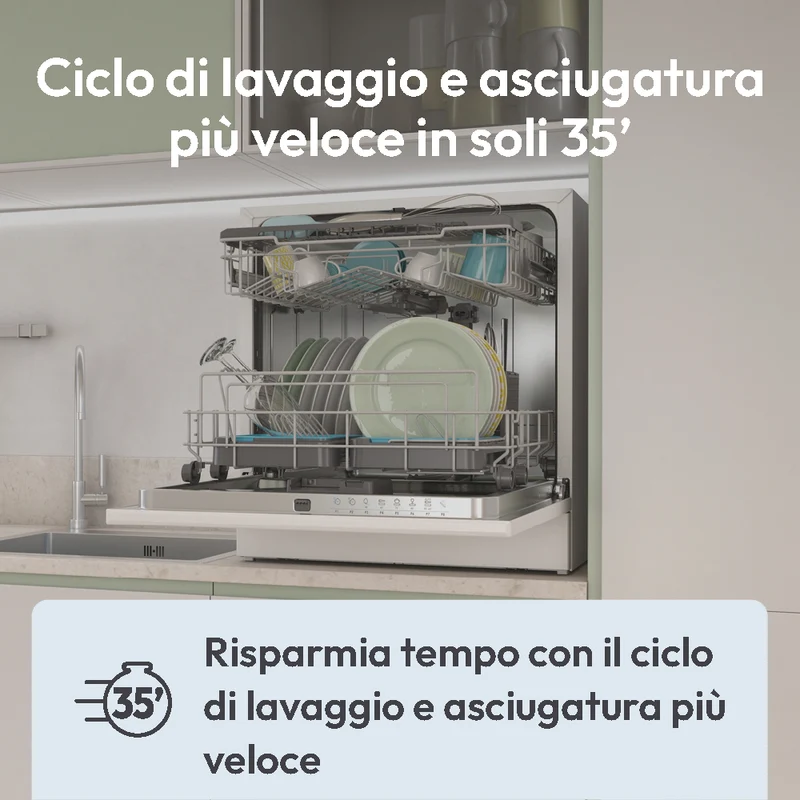 Lavastoviglie Libera installazione Candy RapidÓ CP 6E51LW 6 Coperti Classe E