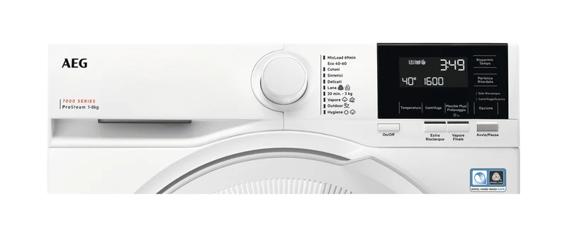 Lavatrice Libera Installazione Caricamento Frontale AEG Serie 7000 ProSteam LR7G86CW 8 kg 1600 Giri/min Bianco Classe A