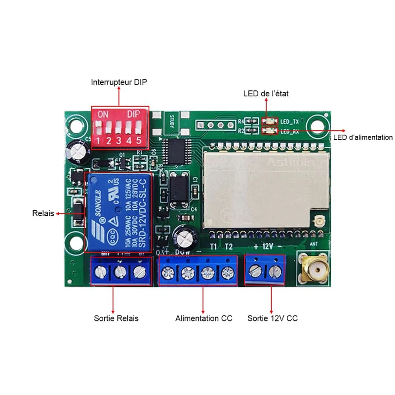 5 km Émetteur Récepteur Sans Fil Sync Contrôle Relais Interrupteur (Modèle: 0023102)