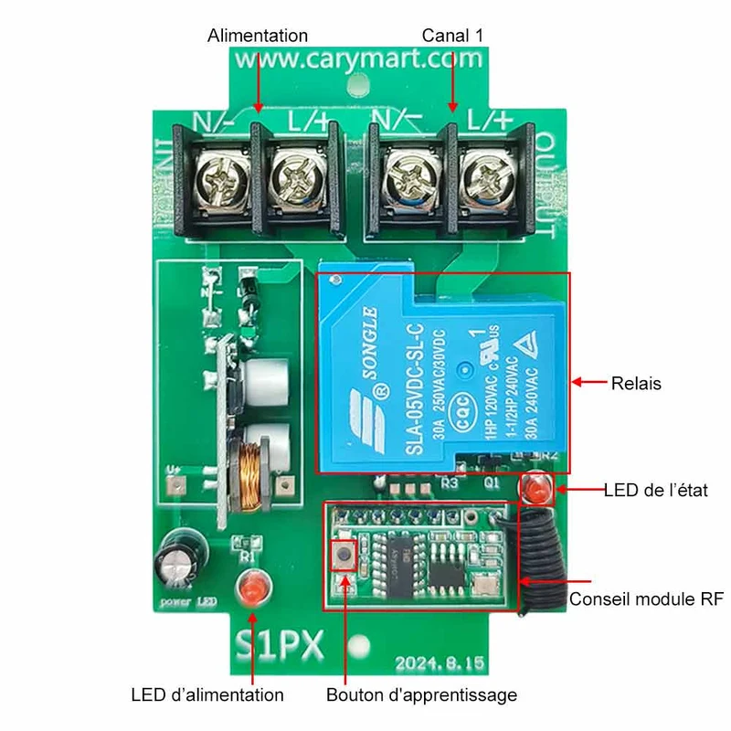 Huit CC 30A Étanche Interrupteur Sans Fil avec 8 Bouton Télécommande
