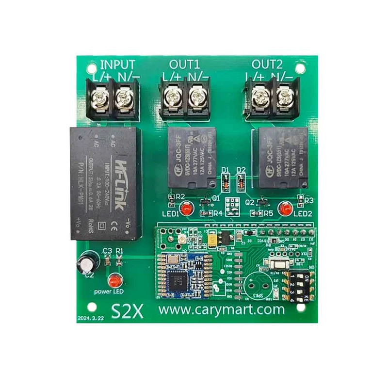 2 Canaux 10A interrupteur sans fil sortie 230V avec télécommande 5km (Modèle: 0020149)