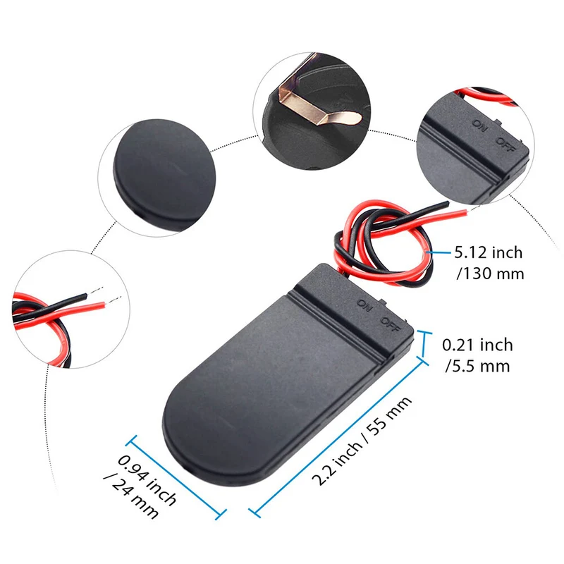 5pcs 6V CR2032 Battery holder For light up Christmas jumper Toys bread board