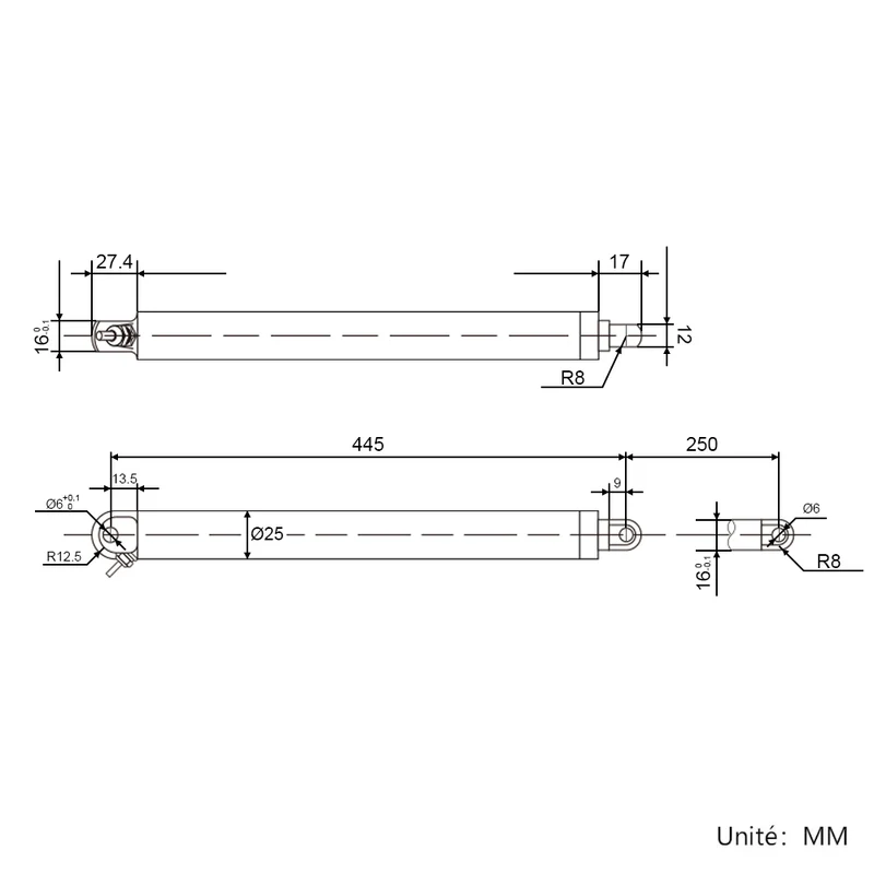 12V 24V 80kg vérin électrique inox actionneur linéaire série L course 250mm (Modèle: 0041966)
