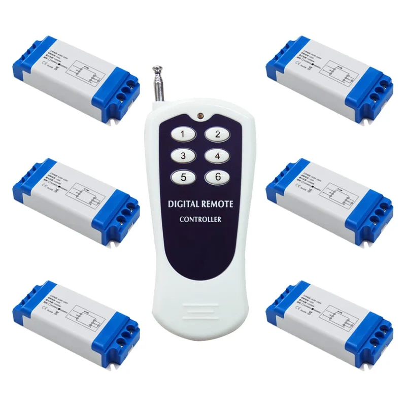 Six 1 Voie 85V~250V 10A Interrupteurs Sans Fil avec Télécommande (Modèle: 0020623)