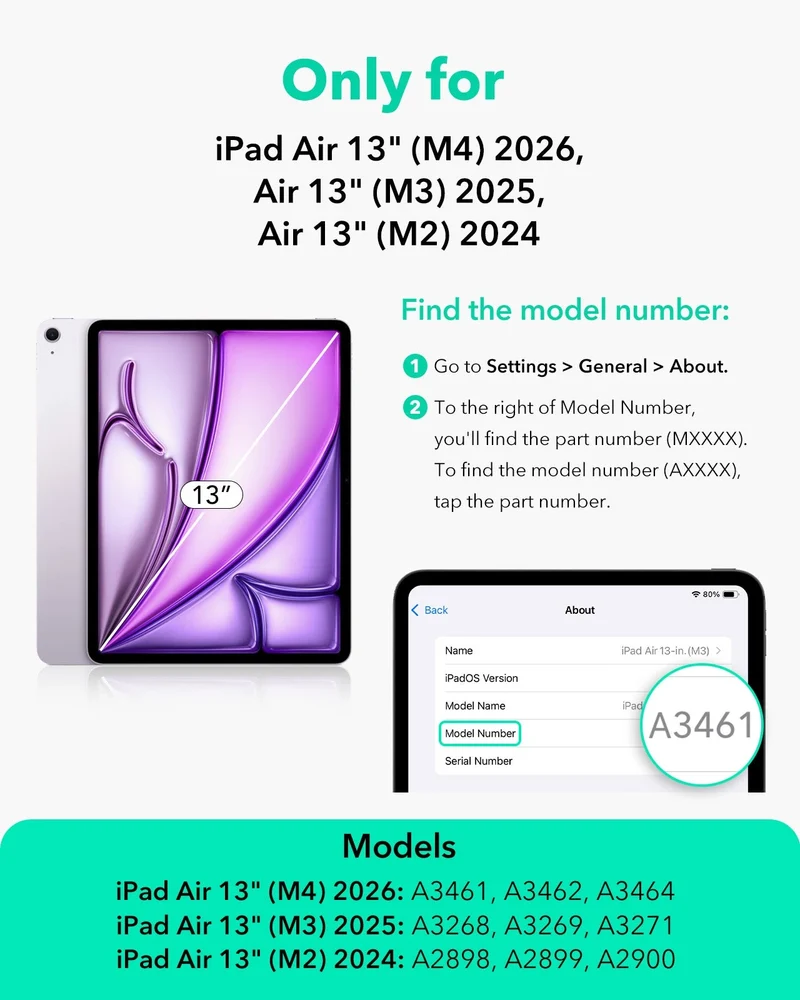 iPad Air 13" (M4) 2026 Bundle Flip Magnetic Case (Pencil Holder) & Armorite® Pro Screen Protector With UltraFit Tray - Green