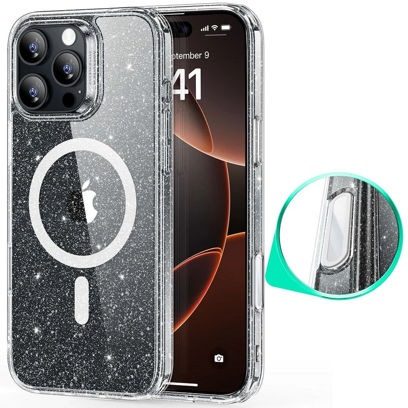 iPhone 16 Pro Max HaloLock Classic Hybrid Case (Camera Control) - Clear Shimmer
