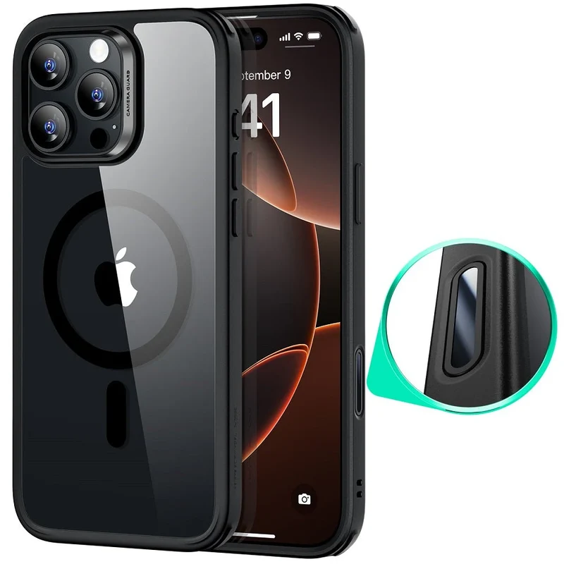 iPhone 16 Pro HaloLock Classic Hybrid Case (Camera Control) - Clear Black