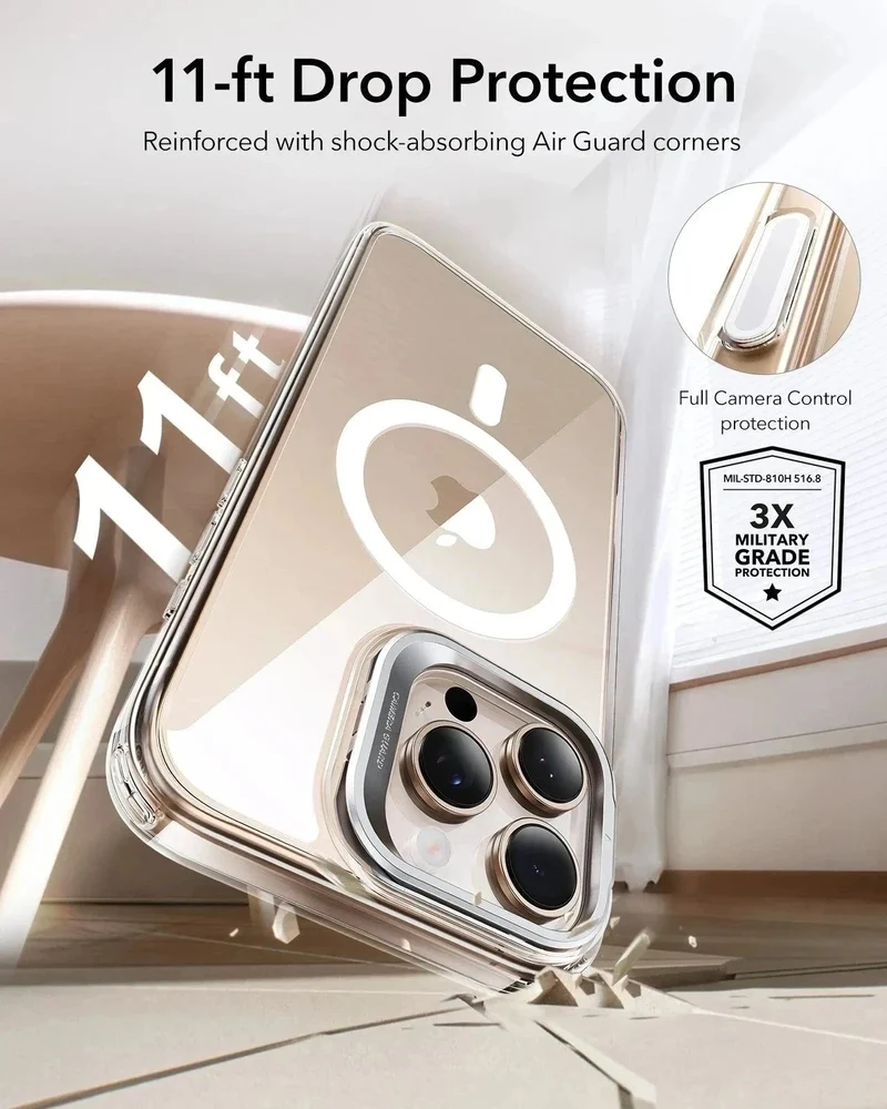 iPhone 16 Pro Classic Hybrid Magnetic Case (Camera Control, Stash Stand) - Clear