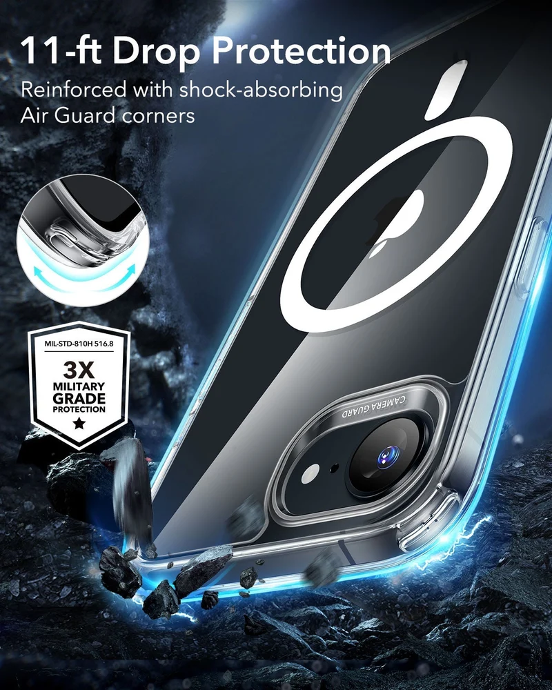 iPhone 16e HaloLock Classic Hybrid Case Privacy Protection Bundle - Clear Black