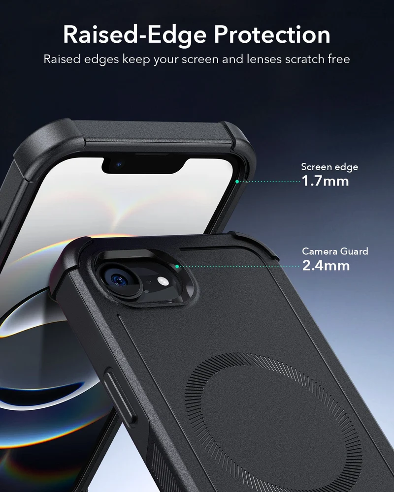 iPhone 16e HaloLock Cyber Tough Case Privacy Protection Bundle - Black