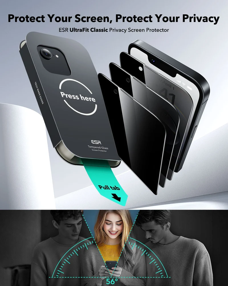 iPhone 17e/16e/14/13 Pro/13 UltraFit Classic Privacy Screen Protector - 3 Pack