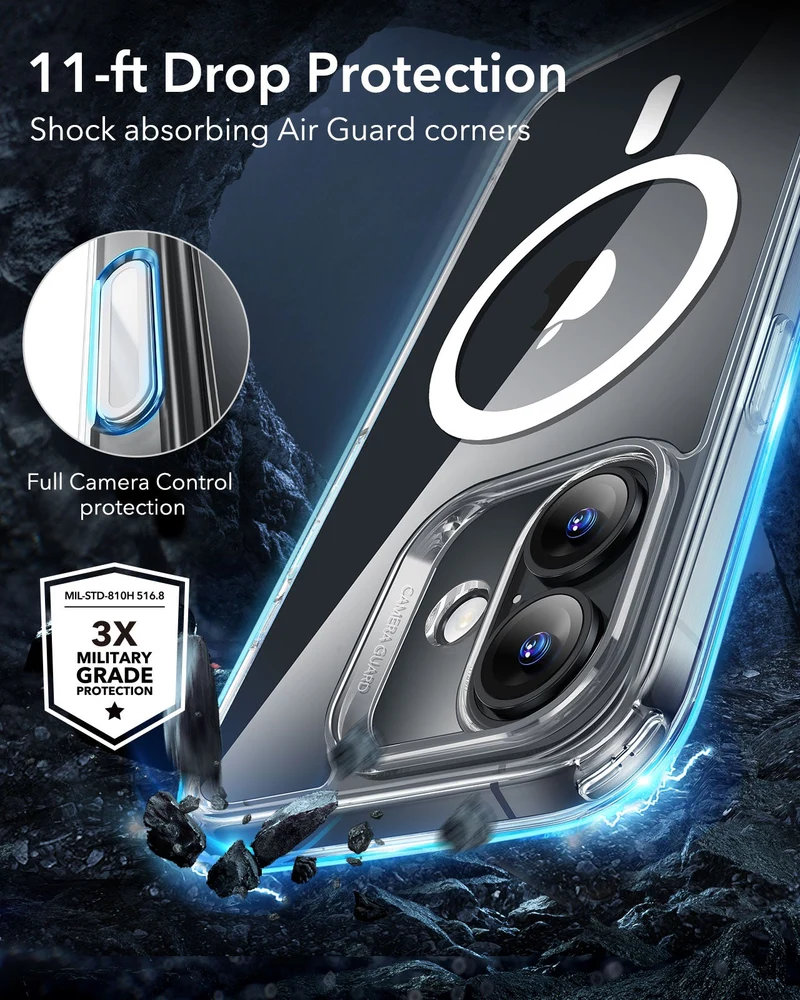 iPhone 16 Plus HaloLock Classic Hybrid Case (Camera Control) - Clear Green