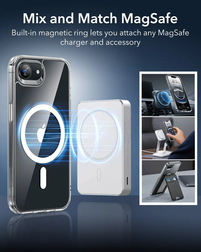 iPhone 16e HaloLock Classic Hybrid Case - Clear Black