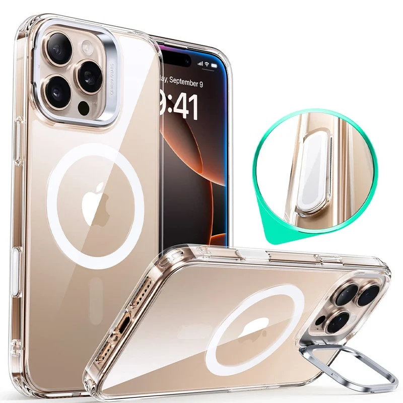 iPhone 16 Pro Classic Hybrid Magnetic Case (Camera Control, Stash Stand) - Clear