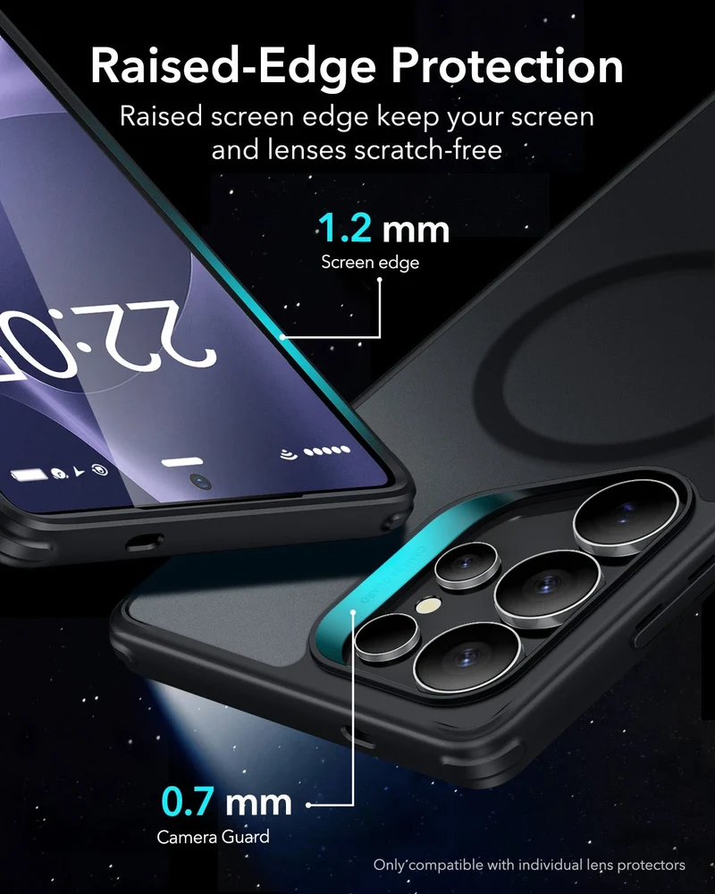Galaxy S25 Ultra HaloLock Classic Hybrid Case Protection Bundle - Clear Black