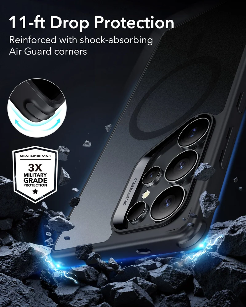 Galaxy S25 Ultra HaloLock Classic Hybrid Case Protection Bundle - Clear